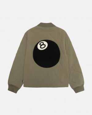 Men Stussy 8 Ball Quilted Liner Jackets Olive Australia | ONJ-0942