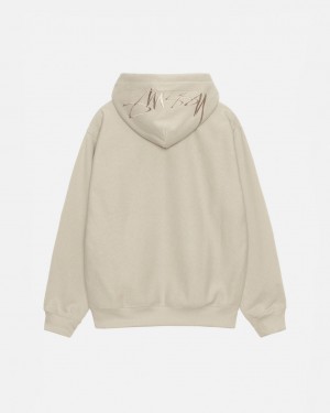 Men Stussy Back Hood Applique Hood Sweatshirts Khaki Australia | QMB-7150