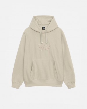 Men Stussy Basic Applique Hood Sweatshirts Khaki Australia | DRL-5414