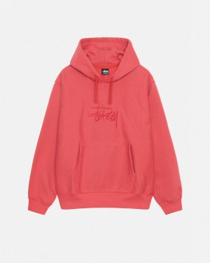 Men Stussy Basic Applique Hood Sweatshirts Red Australia | VQE-0570