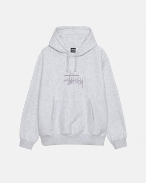 Men Stussy Basic Applique Hoodie Grey Australia | ZKJ-9646