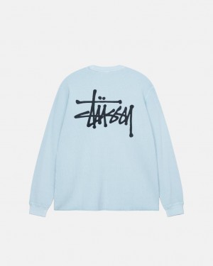 Men Stussy Basic Stock Ls Thermal Tops Light Blue Australia | RDH-2955