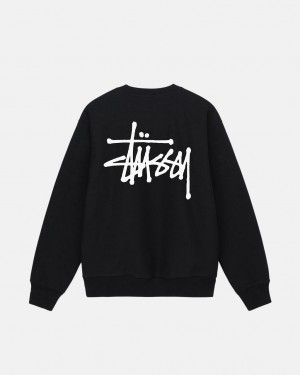 Men Stussy Basic Stussy Crew Sweatshirts Black Australia | CQX-4041