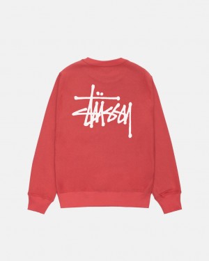 Men Stussy Basic Stussy Crew Sweatshirts Red Australia | LNA-0757