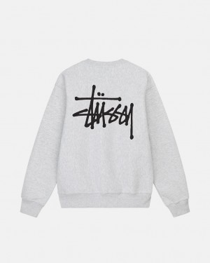 Men Stussy Basic Stussy Crew Sweatshirts Grey Australia | MZT-9732