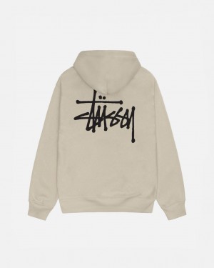 Men Stussy Basic Stussy Hood Sweatshirts Khaki Australia | CEJ-4806