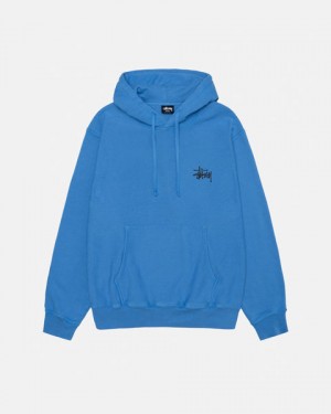 Men Stussy Basic Stussy Hoodie Pigment Dyed Hoodie Blue Australia | FHM-4231