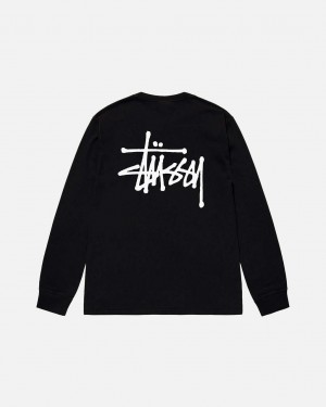 Men Stussy Basic Stussy Ls Tee T Shirt Black Australia | PLI-2009