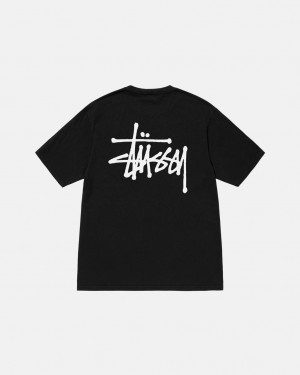 Men Stussy Basic Stussy Pigment Dyed Tee T Shirt Black Australia | GXG-2020