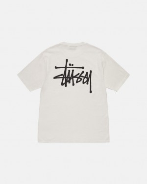 Men Stussy Basic Stussy Tee T Shirt Beige Australia | RFS-8246