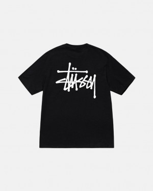 Men Stussy Basic Stussy Tee T Shirt Black Australia | TFP-6732