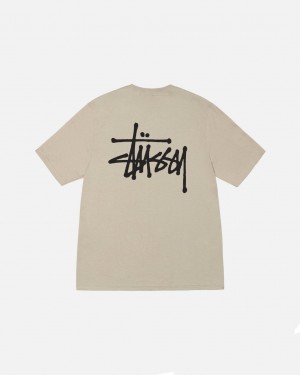 Men Stussy Basic Stussy Tee T Shirt Khaki Australia | IUS-6015