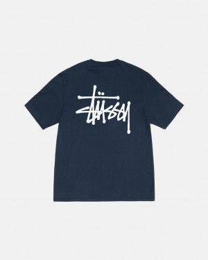 Men Stussy Basic Stussy Tee T Shirt Navy Australia | CLV-0169