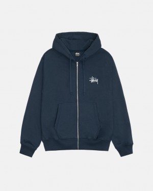 Men Stussy Basic Stussy Zip Hoodie Navy Australia | TLA-8629