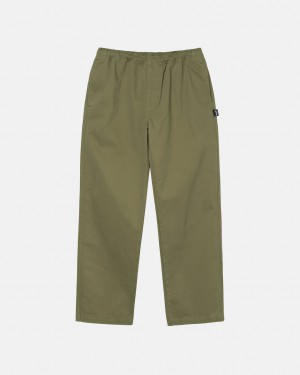 Men Stussy Beach Pant Brushed Cotton Pants Olive Australia | OFL-1649