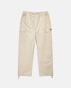 Men Stussy Beach Pant Ripstop Cargo Pants Cream Australia | TRO-5147