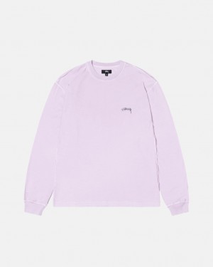 Men Stussy Lazy Ls Tee T Shirt Purple Australia | ABJ-9901