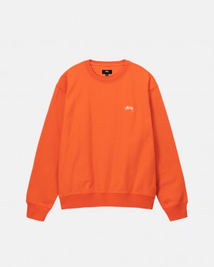 Men Stussy Overdyed Stock Logo Crew Sweatshirts Orange Australia | ICG-3521