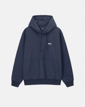 Men Stussy Overdyed Stock Logo Hoodie Navy Australia | YRB-2374