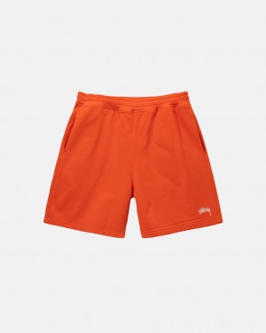 Men Stussy Overdyed Stock Logo Short Sweatshirts Orange Australia | AZE-7993