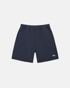 Men Stussy Overdyed Stock Logo Sweat Shorts Navy Australia | IBL-6180