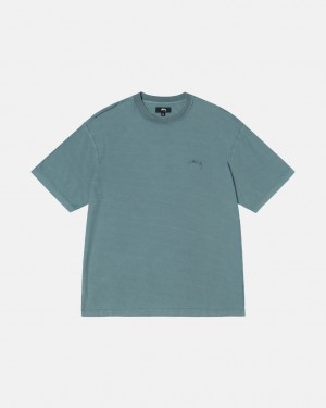 Men Stussy Pig. Dyed Inside Out Crew T Shirt Turquoise Australia | XJX-3318