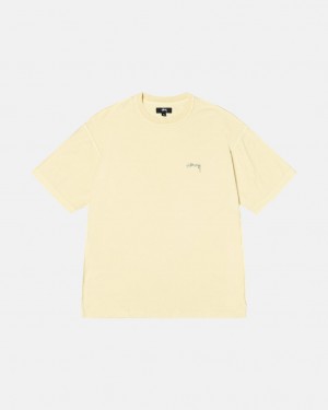 Men Stussy Pig. Dyed Inside Out Crew T Shirt Yellow Australia | RXV-2821