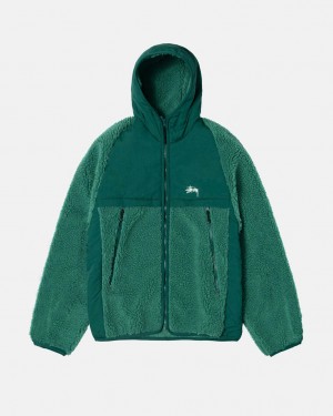 Men Stussy Sherpa Paneled Hooded Jackets Turquoise Australia | WSF-1695