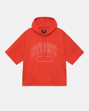 Men Stussy Ss Boxy Cropped Hoodie Deep Orange Australia | GFX-3595