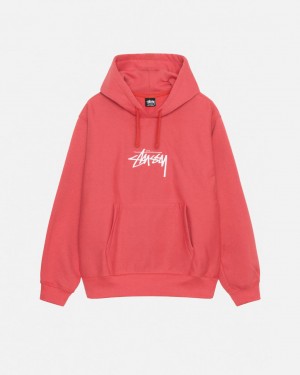 Men Stussy Stock Logo Applique Hood Sweatshirts Red Australia | JTU-5911