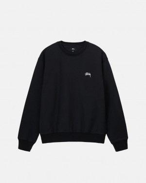 Men Stussy Stock Logo Crew Sweatshirts Black Australia | MSN-6331