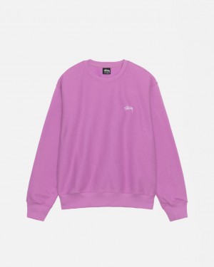 Men Stussy Stock Logo Crew Sweatshirts Purple Australia | DWC-1474