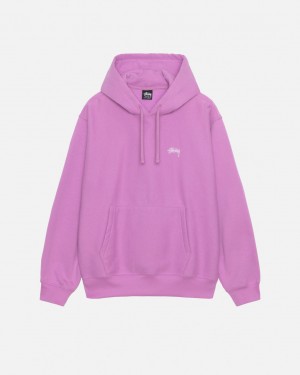 Men Stussy Stock Logo Hood Sweatshirts Purple Australia | ZWJ-3683