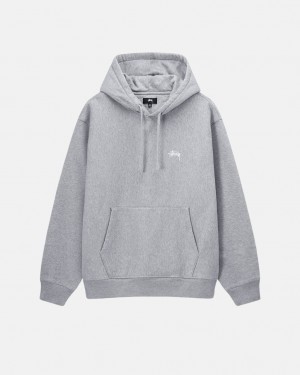 Men Stussy Stock Logo Hoodie Grey Australia | LYP-1642