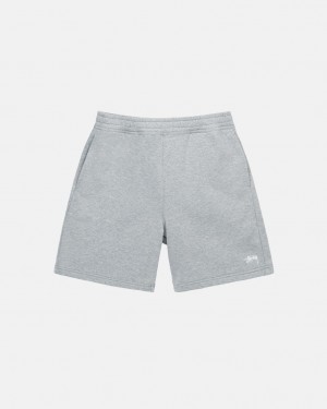 Men Stussy Stock Logo Sweat Shorts Grey Australia | EZO-4105