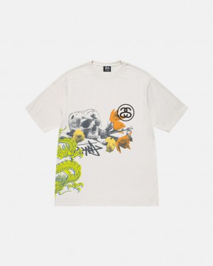 Men Stussy Strike Pigment Dyed Tee T Shirt Beige Australia | VZQ-1426