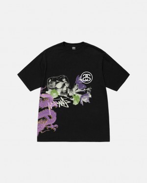 Men Stussy Strike Pigment Dyed Tee T Shirt Black Australia | VZL-6728