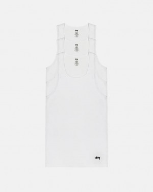 Men Stussy Stussy Tank Undershirt Shirts White Australia | NND-1174