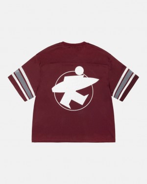 Men Stussy Surfman Mesh Football Jersey Tops Burgundy Australia | CRP-6675