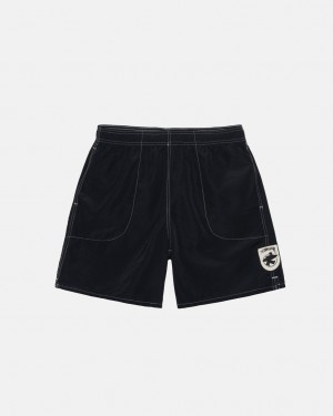 Men Stussy Surfman Patch Water Short Swimwear Black Australia | EZE-7468