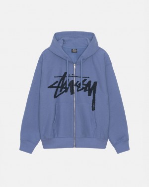 Men Stussy Venus Zip Hood Sweatshirts Royal Blue Australia | YQI-3267