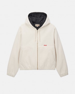 Men Stussy Work Jacket Insulated Canvas Jackets Beige Australia | TJJ-7276