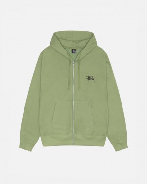 Women Stussy Basic Stussy Zip Hood Sweatshirts Green Australia | SJO-4399