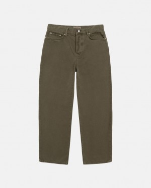 Women Stussy Big Ol' Jean Washed Canvas Pants Olive Australia | GDB-0399