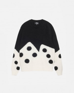 Women Stussy Dice Fuzzy Crew Sweaters Black Australia | IOW-9575