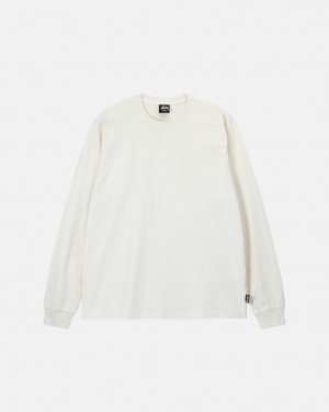 Women Stussy Heavyweight Pigment Dyed Ls Crew Tops Beige Australia | GKG-9467