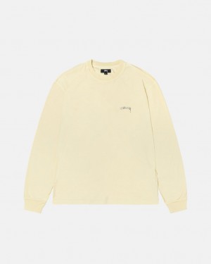 Women Stussy Lazy Ls Tee T Shirt Yellow Australia | WYD-1062