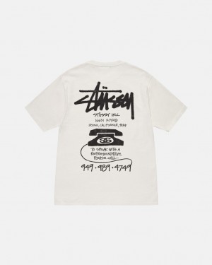 Women Stussy Old Phone Tee Pigment Dyed T Shirt Beige Australia | LCP-7655