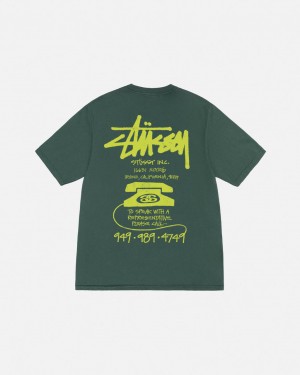 Women Stussy Old Phone Tee Pigment Dyed T Shirt Green Australia | PQP-4273