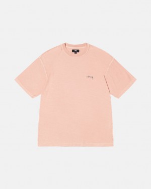 Women Stussy Pig. Dyed Inside Out Crew T Shirt Light Pink Australia | ITC-8439